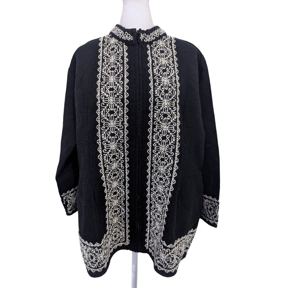 Handmade Embroidered Black White Traditional Mexican Jacket